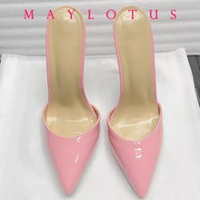 Load image into Gallery viewer, Pair of pink high-heeled shoes on a white background