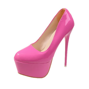 Side view pink platform high heels