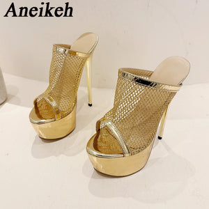 Gold Mesh High heels for sale