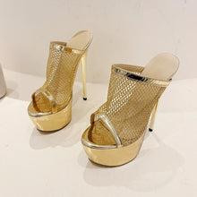 Load image into Gallery viewer, Gold Mesh High Heels for sale