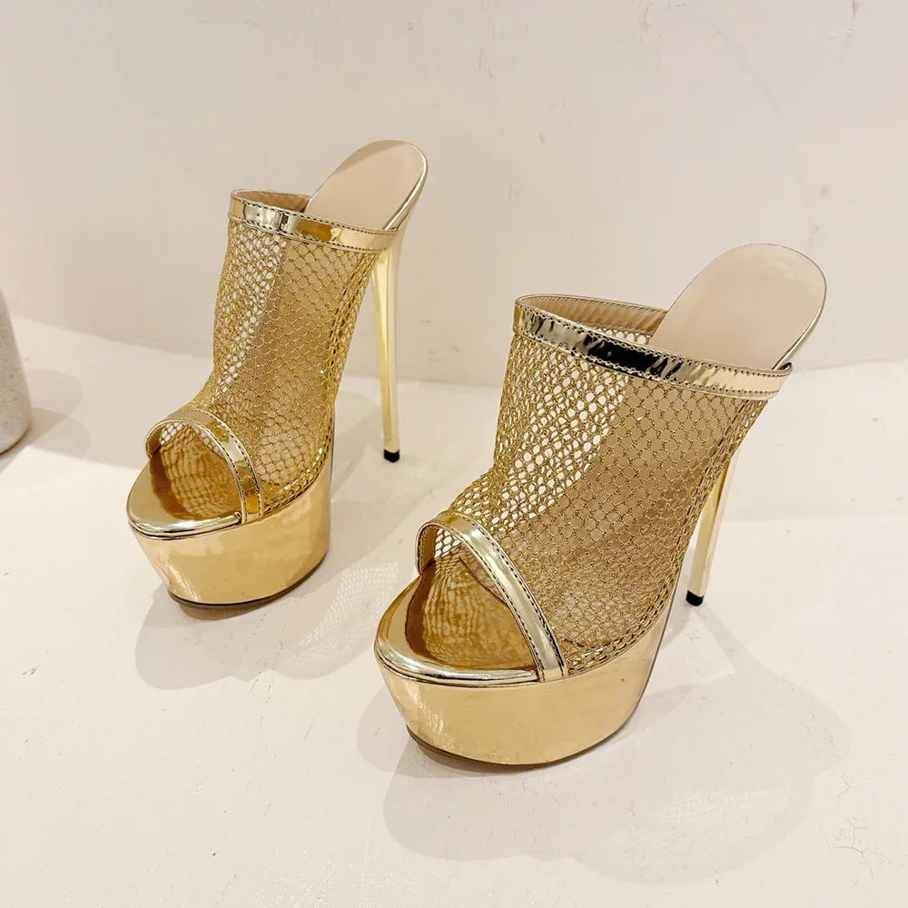 Gold Mesh High Heels for sale