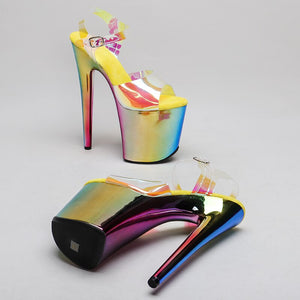 Iridescent platform stripper high heels