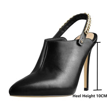 Load image into Gallery viewer, Pointed Toe Black Matte Slingback Heels