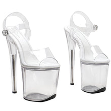 Load image into Gallery viewer, side view white pvc platform heels