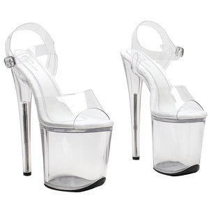 side view white pvc platform heels