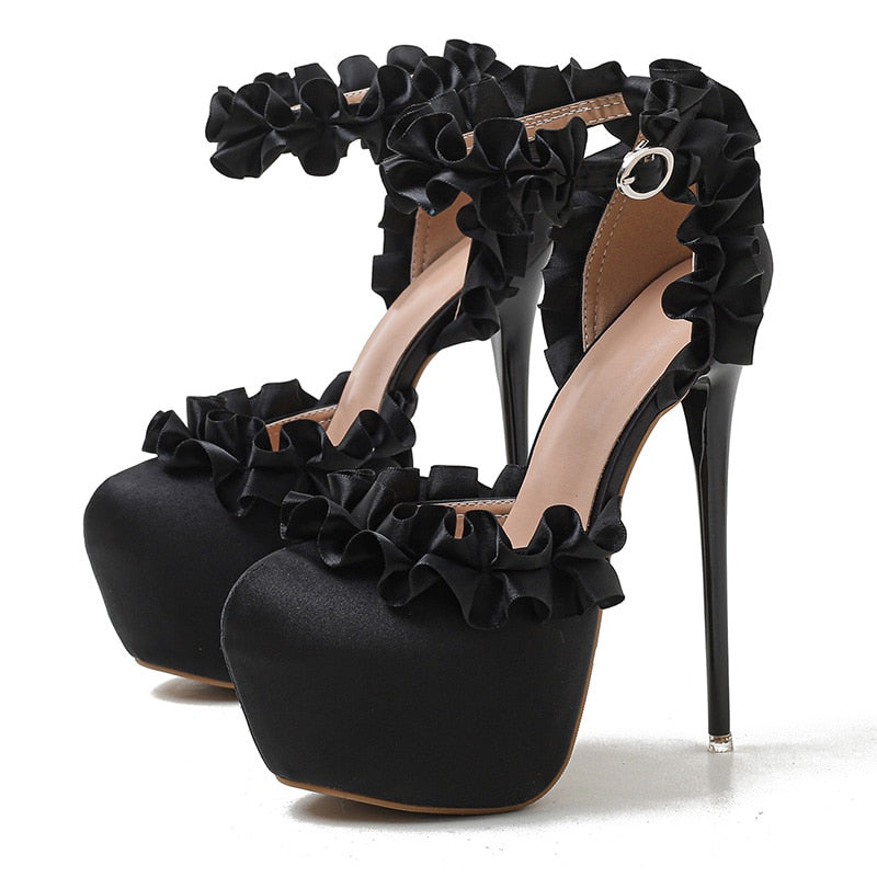 Side view black high heels
