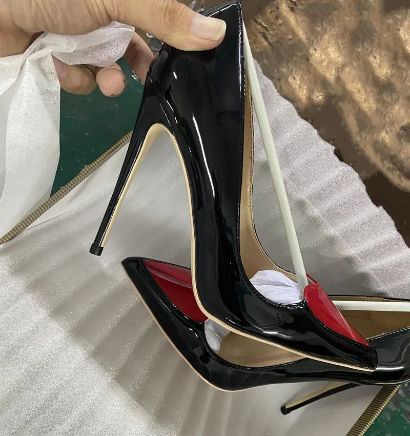 Black red heart stiletto high heels for sale