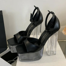 Load image into Gallery viewer, Black Square Toe Heels for sale