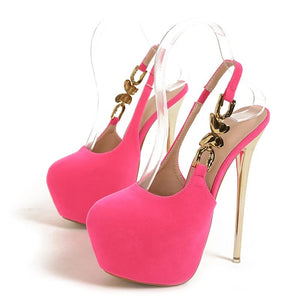 Side view pink high heels