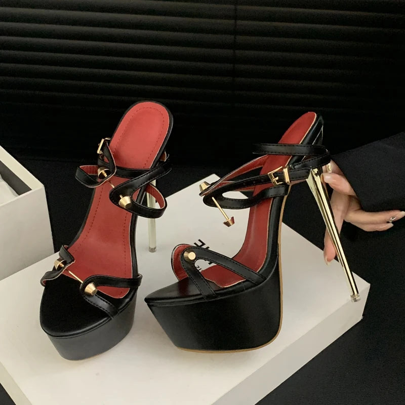 Black high heel sandals for sale