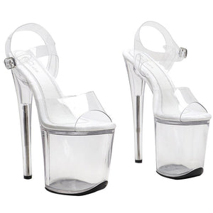 Side view white stripper heels