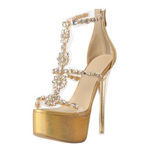 Load image into Gallery viewer, Golden high heel sandals for sale