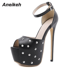 Load image into Gallery viewer, Aneikeh Rivet Sandals Black