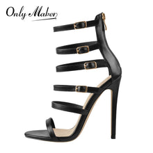 Load image into Gallery viewer, Black Ankle Height Sandals for Summer
