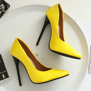 Yellow stiletto heels