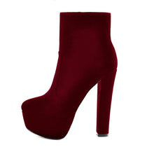 Load image into Gallery viewer, Red Autumn Winter high heel boots for sale.
