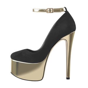 Gold and black platform heels for sale