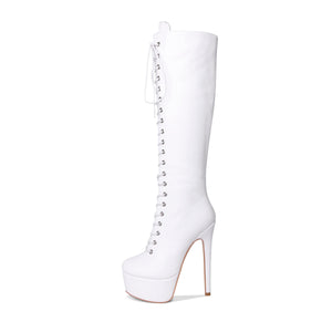 White onlymaker high heel boots for sale