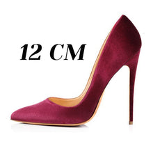 Load image into Gallery viewer, 12 cm purple velvet high heels