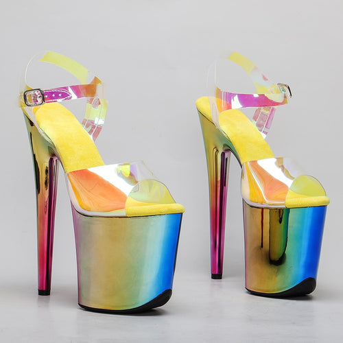 Side view iridescent platform high heels