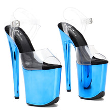 Load image into Gallery viewer, Blue platform high heels for women