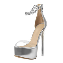 Load image into Gallery viewer, Silver high heel sandals for sale