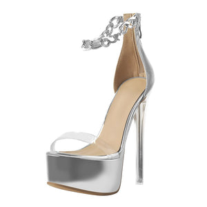Silver high heel sandals for sale