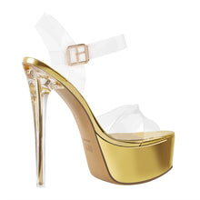 Load image into Gallery viewer, Gold high heel sandals for sale