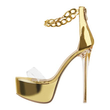 Load image into Gallery viewer, Gold designer high heels for sale
