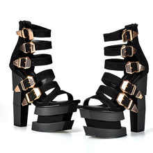 Load image into Gallery viewer, Strappy Block Heel Sandals