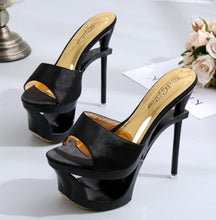Load image into Gallery viewer, Black High Heel Mules