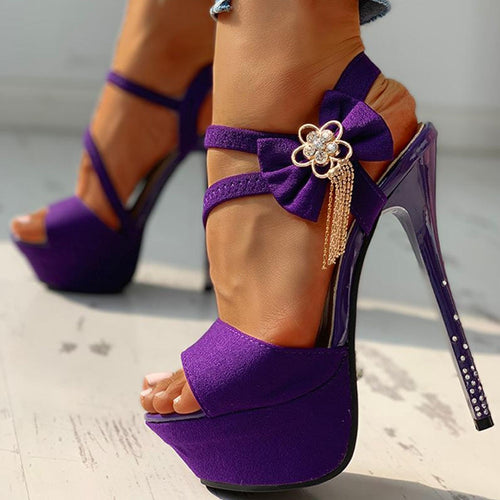 Dora High Heel Sandals with ankle bow