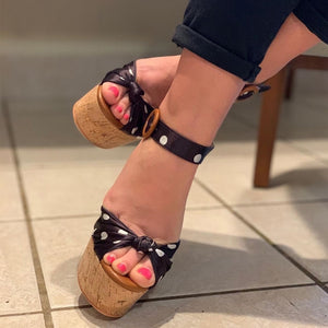 pedicure in wedge sandals