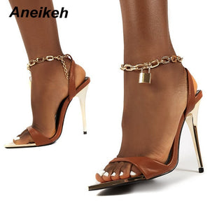 Brown high heel sandals