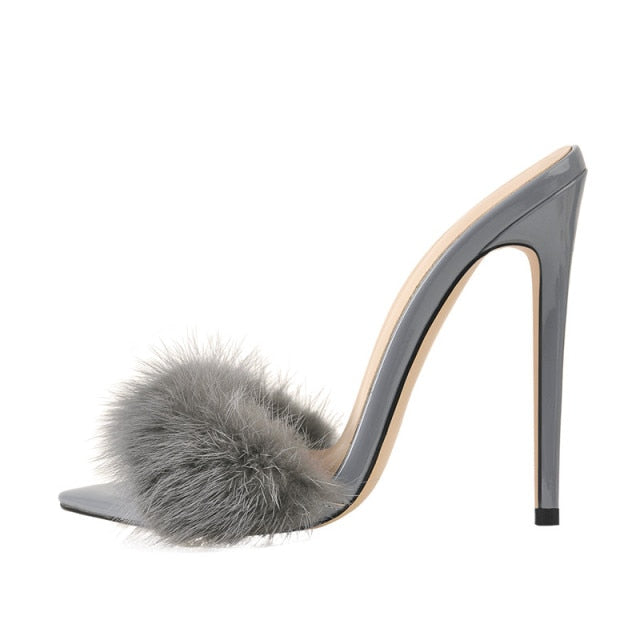 Pleaser Adore-724F - Clear White Fur in Sexy Heels & Platforms - $71.95
