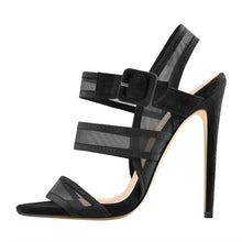 Load image into Gallery viewer, Black Mesh Strap Sandals