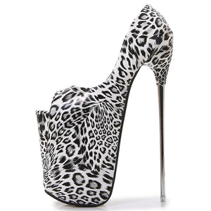 black and white fetish high heels