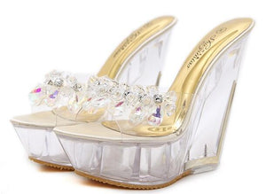 Crystal Wedge Heels Cinderella